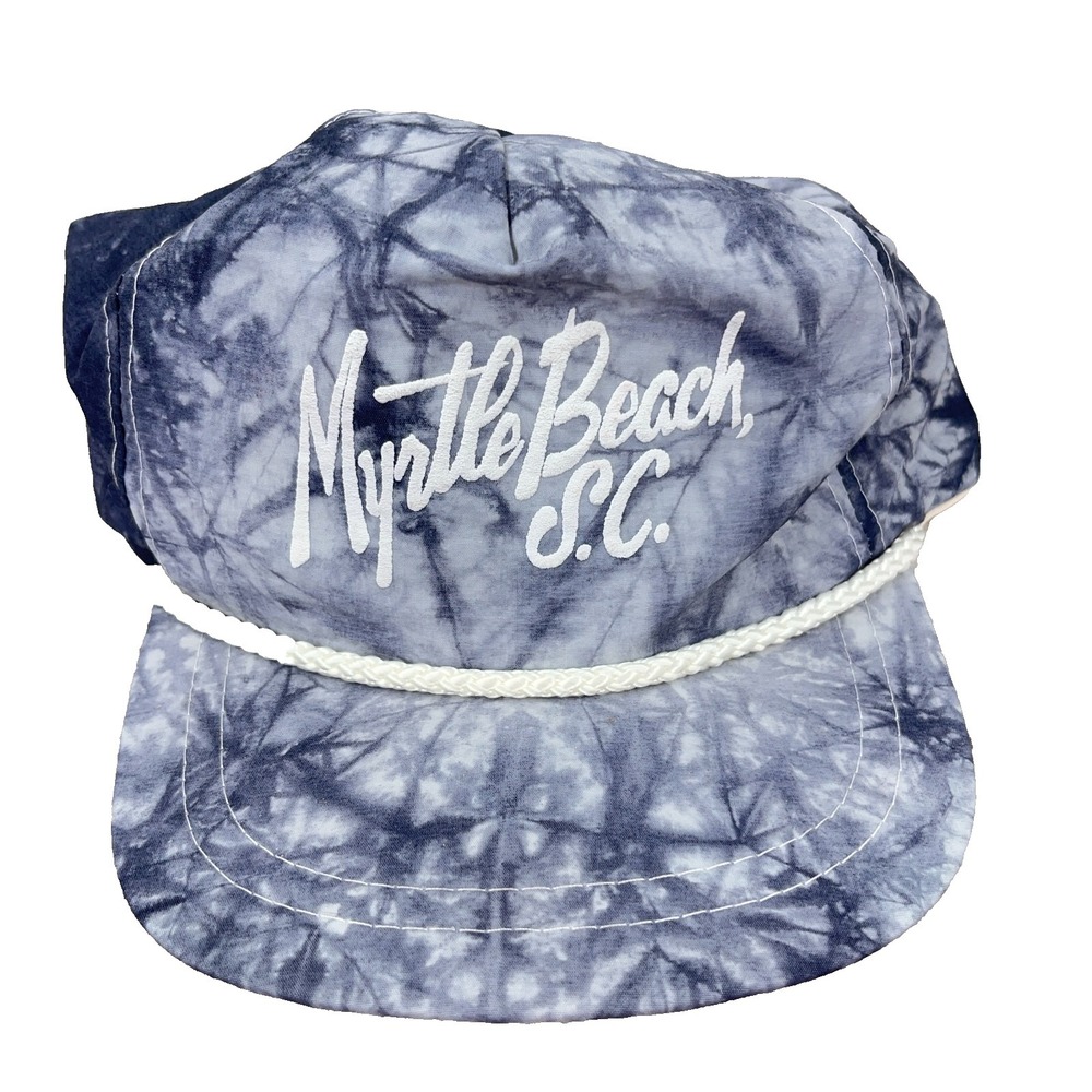 Vintage Myrtle Beach Hat‎ Cap Snapback Gray Nylon Rope 90s Trucker Tie Dye Adult